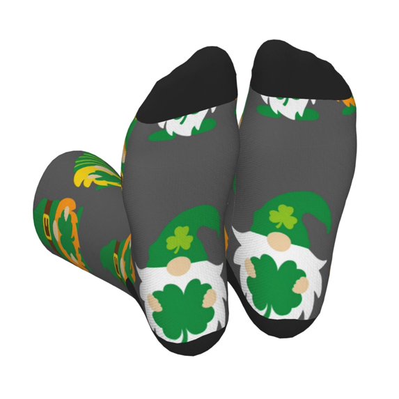 KLL Spring St Patrick’S Day Irish Gnomes Print Cool Socks Men's Women's Crew Socks Funny Crazy Novelty Stockings