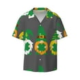 thumbnail image 1 of KLL Spring St Patrick’S Day Print Men's Shirt Short Sleeve Button Down Summer Cuba Beach Shirts- Small, 1 of 7