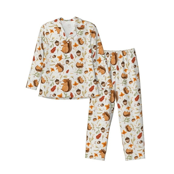 KLL Squirrel Sleepwear Mens Flannel Pajamas,Long Cotton Pj Set