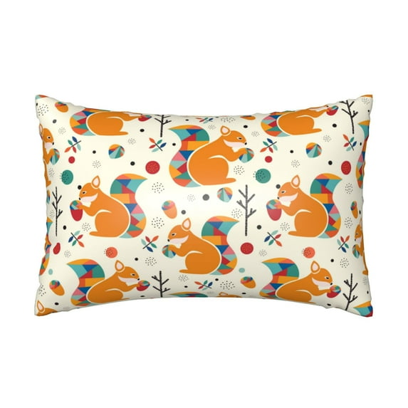 KLL Squirrel With Colorful Tail Pattern Silk Pillowcase for Hair and Skin Standard Size 20"X 30" Soft Breathable Pillow Covers for Sleeping