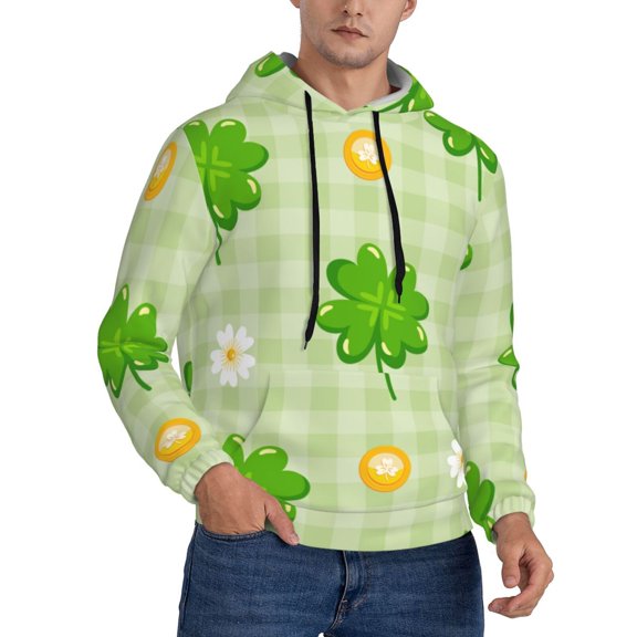 KLL St Patrick's Day11 Print Mens Hoodie Long Sleeve Casual Pullover Hooded Sweatshirt Fashion Drawstring Hoodies with Pocket-X-Large