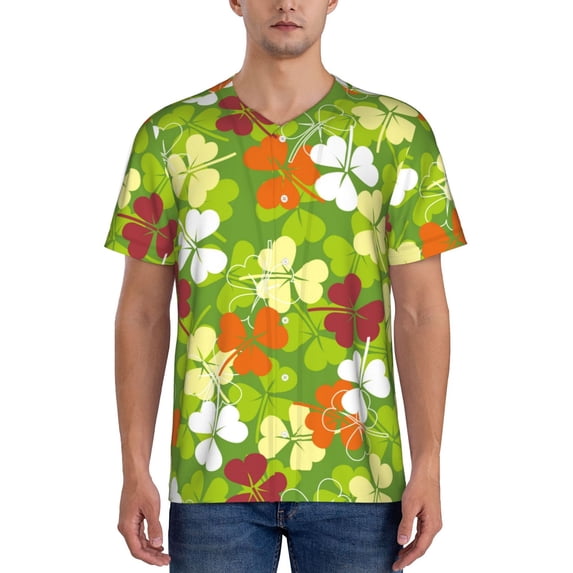 KLL St. Patrick's Day3 for Men's Baseball Shirts,Short Sleeve Casual Shirts Button Down Shirt for Men Beach Summer Wedding Shirt-Large