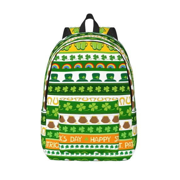 KLL St. Patrick's day in green colors Print Travel Laptop Backpack - College Backpack Business Work Bag Nurse Bag Casual Daypack for Weekender Business Hiking -Medium
