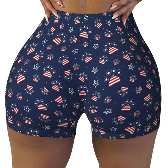 KLL Star Dog Paw Pattern Workout Shorts for Women Scrunch Short Gym Yoga Running Sport Active Exercise Fitness Shorts