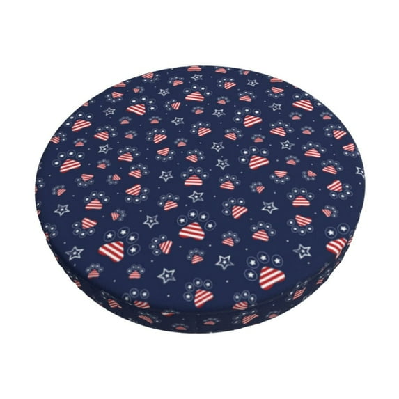 KLL Star Dog Paw Round Bar Chair Cushion Cover 14 inch ,Bar Stool Protector with Elastic, Soft Washable