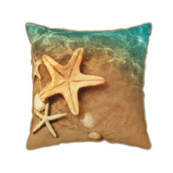 KLL Starfish And Seashell 1 Decorative Throw Pillow Covers Velvet Soft for Couch Sofa Bedroom Living Room Outdoor (No pillow core)- 16"x16"