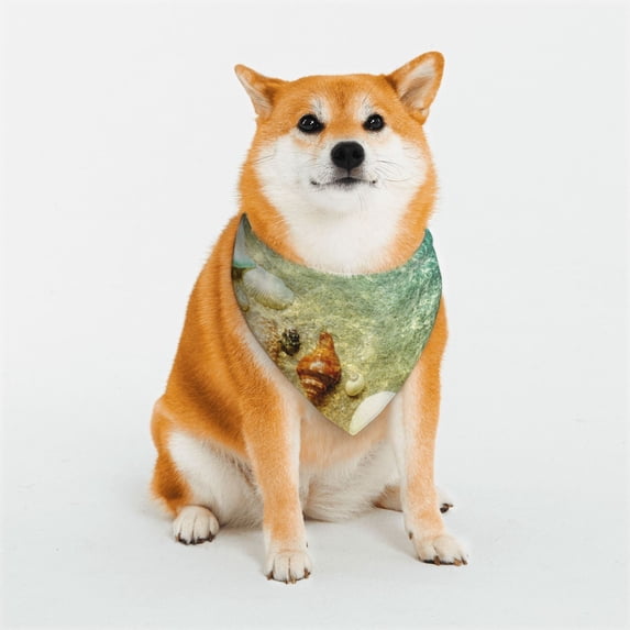 KLL Starfish And Seashell Dog Bandanas,Triangle Reversible Pet Scarf for Small Medium Large and Extra Large Dogs-Small