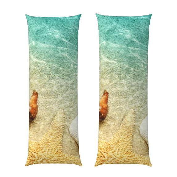 KLL Starfish And Seashell On The Beach Pattern Long Body Pillow Cover,20x60 Body Pillow Cases,Soft Brushed Microfiber Invisible Zipper Design-Pillow core not included