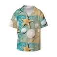 thumbnail image 1 of KLL Starfish And Seashell Print Men's Shirt Short Sleeve Button Down Summer Cuba Beach Shirts- Large, 1 of 7