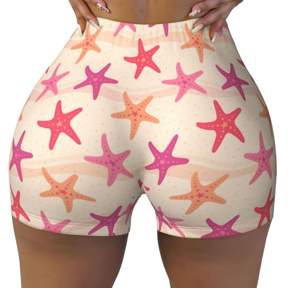 KLL Starfish Pattern Workout Shorts for Women Scrunch Short Gym Yoga Running Sport Active Exercise Fitness Shorts
