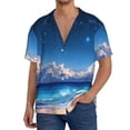 thumbnail image 1 of KLL Starry Night Ocean View Print Men's Shirt Short Sleeve Button Down Summer Cuba Beach Shirts- Medium, 1 of 5