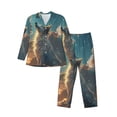 thumbnail image 1 of KLL Starry Sky Cloud Wolf Sleepwear Mens Flannel Pajamas,Long Cotton Pj Set, 1 of 1