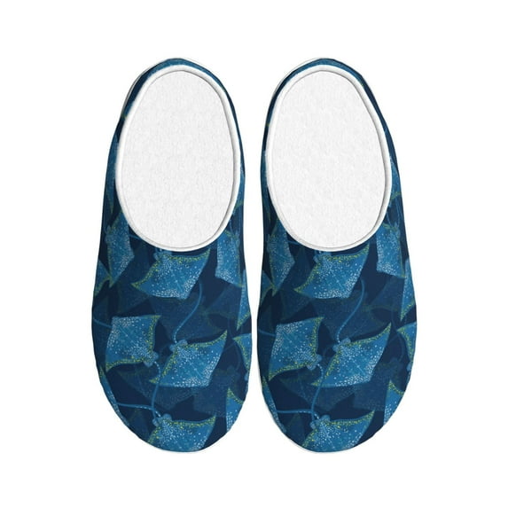 KLL Stingray Pattern Adult Unisex Cozy Slippers,Fuzzy Slip-on Slippers TPR Sole Slippers Comfort Plush Home Footwear for Indoor & Outdoor-39/40
