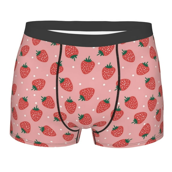 KLL Strawberries Men's Cotton Boxer Briefs Underwear-Medium