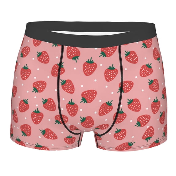 KLL Strawberries Men's Cotton Boxer Briefs Underwear-Small