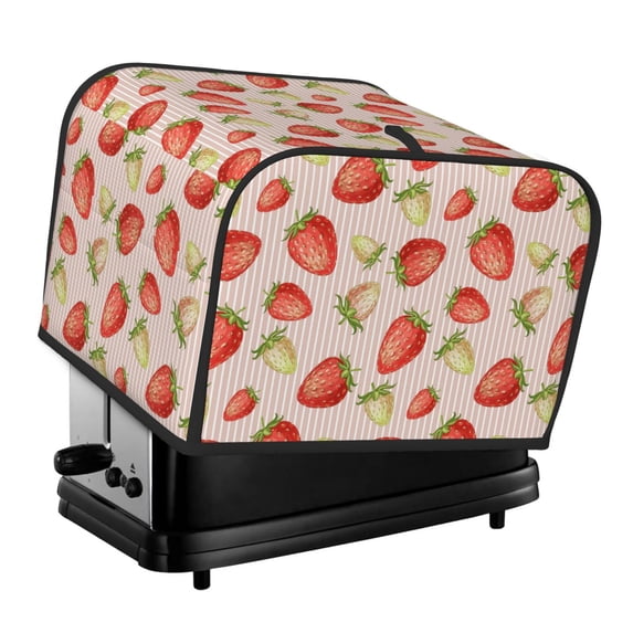 KLL Strawberries Print 4 Slice Toaster Dust Covers Kitchen Small Appliance Cover with 2 Pockets,Can hold Jam Spreader Knife & Toaster Tongs (12.4 x 10.6 x 8.2)