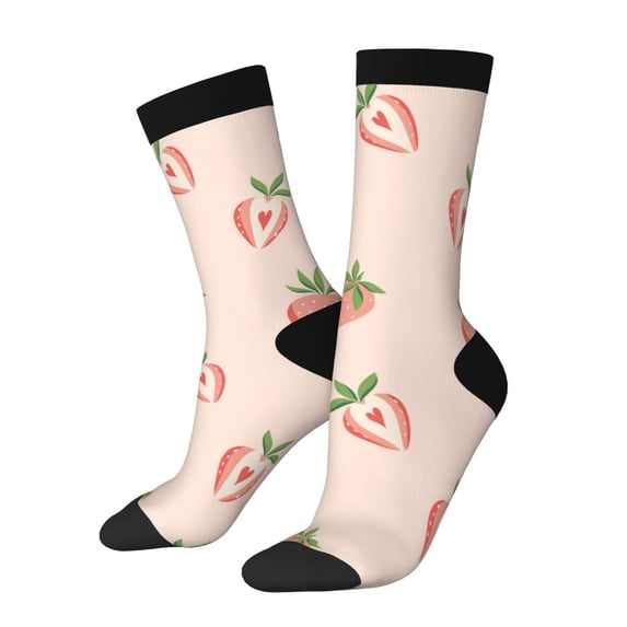 KLL Strawberries Print Cool Socks Men's Women's Crew Socks Funny Crazy Novelty Stockings