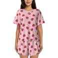 thumbnail image 1 of KLL Strawberries Print Pajama Set for Women Short Sleeve Sleepwear Pjs Soft 2 Piece Lounge Sleepwear Sets-4X-Large, 1 of 6