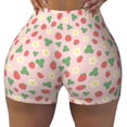 thumbnail image 1 of KLL Strawberry And Flowers Pattern Workout Shorts for Women Scrunch Short Gym Yoga Running Sport Active Exercise Fitness Shorts, 1 of 8