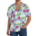 thumbnail image 1 of KLL Strawberry And Flowers Print Men's Shirt Short Sleeve Button Down Summer Cuba Beach Shirts- Large, 1 of 5