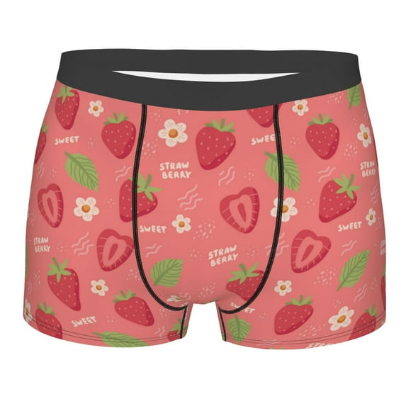 KLL Strawberry Floral Men's Cotton Boxer Briefs Underwear-Medium