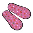 thumbnail image 1 of KLL Strawberry Floral Slippers for Women Men House Slip on Indoor Outdoor Bedroom Furry Fleece Lined Ladies Comfy Anti-Skid Rubber Hard Sole-Large, 1 of 8