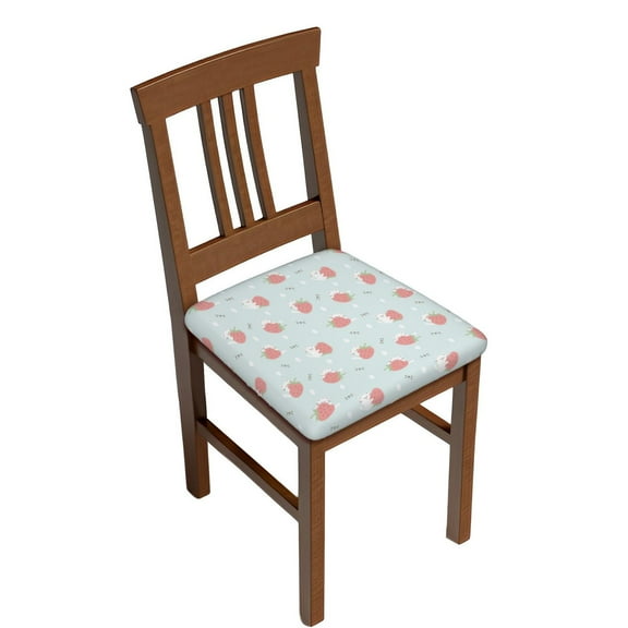 KLL Strawberry Pattern Seat Covers for Dining Room Chairs,Washable Chair Seat Chair Covers Seat Protector-Two Pieces