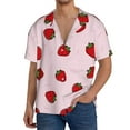 thumbnail image 1 of KLL Strawberry Print Men's Shirt Short Sleeve Button Down Summer Cuba Beach Shirts- 4X-Large, 1 of 5