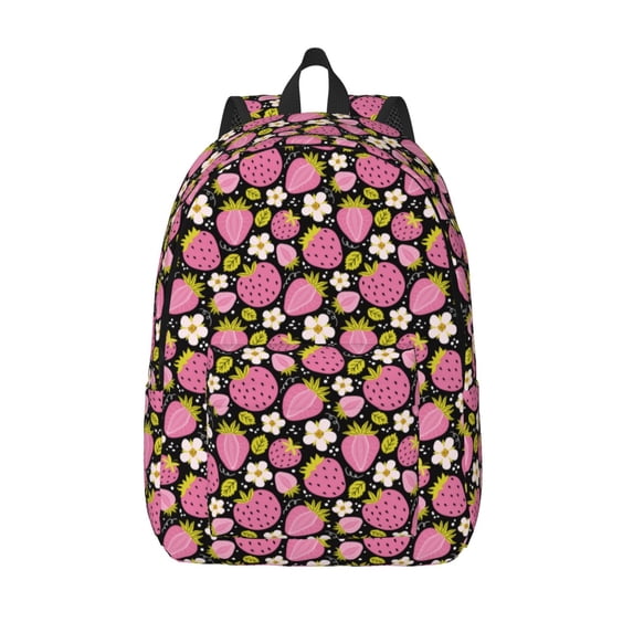 KLL Strawberry Print Travel Laptop Backpack - College Backpack Business Work Bag Nurse Bag Casual Daypack for Weekender Business Hiking -Medium