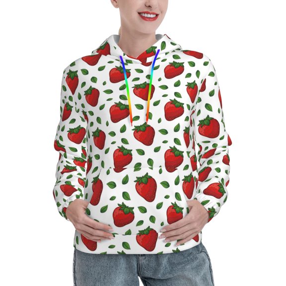 KLL Strawberry for Womens Pullover Hoodie with Pocket Hooded Long Sleeve Shirts Sweatshirt for Women-Small