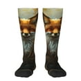 thumbnail image 1 of KLL Streamside Meditating Fox Print Cool Socks Men's Women's Crew Socks Funny Crazy Novelty Stockings, 1 of 6