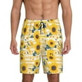 thumbnail image 1 of KLL Striped Sunflower Daisy for Men's 1-Pack Shorts,Sleep Pajama Shorts for Men Soft Pj Shorts Men's Pajama Bottoms Sleepwear -Small, 1 of 7