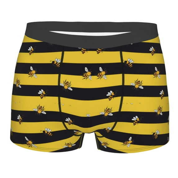 KLL Striped With Bees Men's Cotton Boxer Briefs Underwear-Small