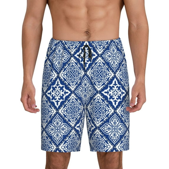 KLL Stylized Flowers Vintage Boho for Men's 1-Pack Shorts,Sleep Pajama Shorts for Men Soft Pj Shorts Men's Pajama Bottoms Sleepwear -4X-Large