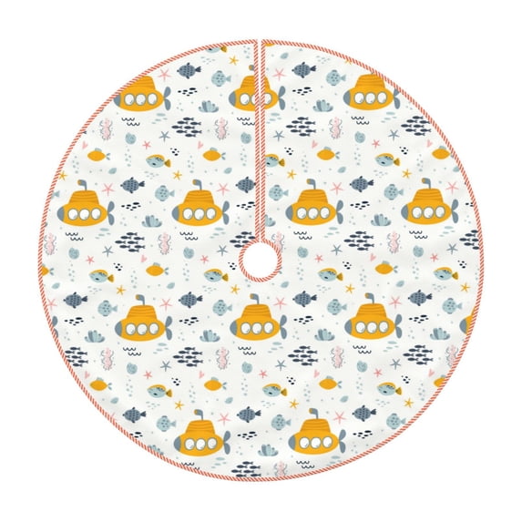 KLL Submarine Ship Christmas Tree Skirt 36" ,Party Decorations Farmhouse for Christmas Decorations Holiday Party