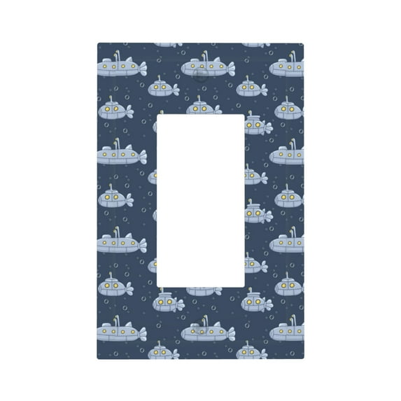 KLL Submarine With Periscope Pattern Electrical Outlet Covers, 3" x 5" 1 Pack Electric Receptacle Plug Covers for Decorator Receptacle Outlet & Switch-Style U