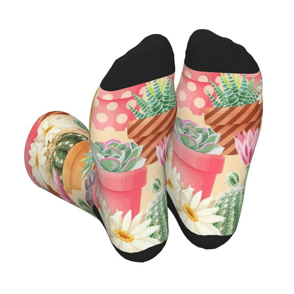 KLL Succulent And Cactus Print Cool Socks Men's Women's Crew Socks Funny Crazy Novelty Stockings