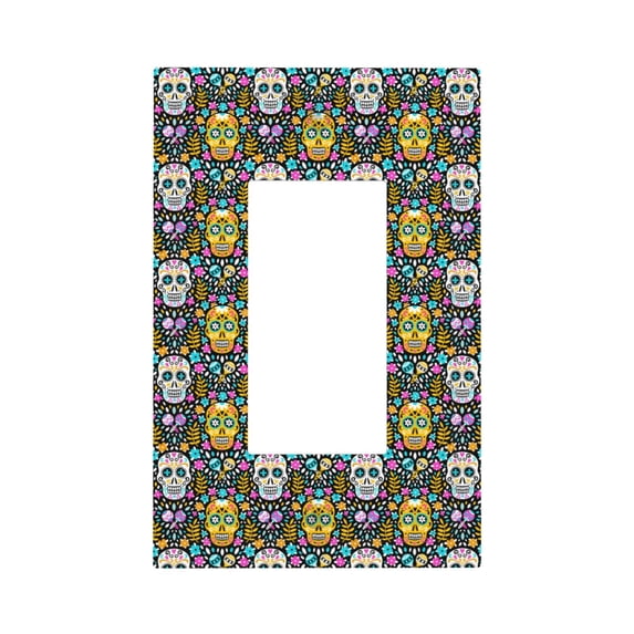 KLL Sugar Skulls Pattern Electrical Outlet Covers, 3" x 5" 1 Pack Electric Receptacle Plug Covers for Decorator Receptacle Outlet & Switch-Style U