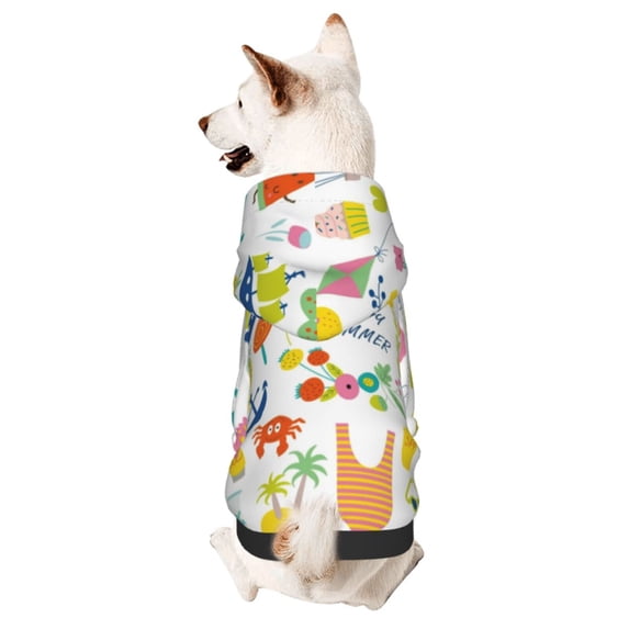 KLL Summer Animal for Basic Dog Hoodie - Pet Hoodie Sweater with Leash Hole - Cute Dog Sweatshirt - Pet Clothes Hooded Sweatshirt for Dog & Cat -X-Large