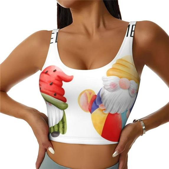 KLL Summer Gnome for Workout Tank Tops for Women,U Back Fitness Top Built in Shelf Bras Padded Fit for Yoga Gym-Medium