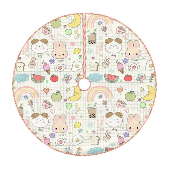 KLL Summer Rabbit Christmas Tree Skirt 36" ,Party Decorations Farmhouse for Christmas Decorations Holiday Party