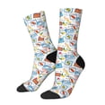 thumbnail image 1 of KLL Summer Stamp Print Cool Socks Men's Women's Crew Socks Funny Crazy Novelty Stockings, 1 of 6