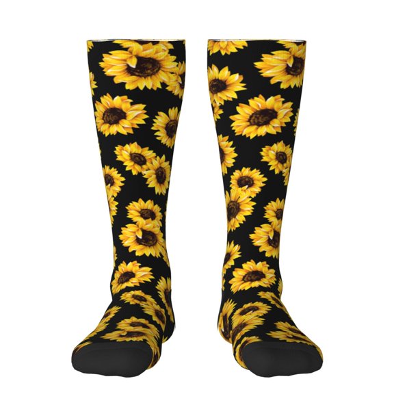 KLL Sunflower 6 Print Cool Socks Men's Women's Crew Socks Funny Crazy Novelty Stockings