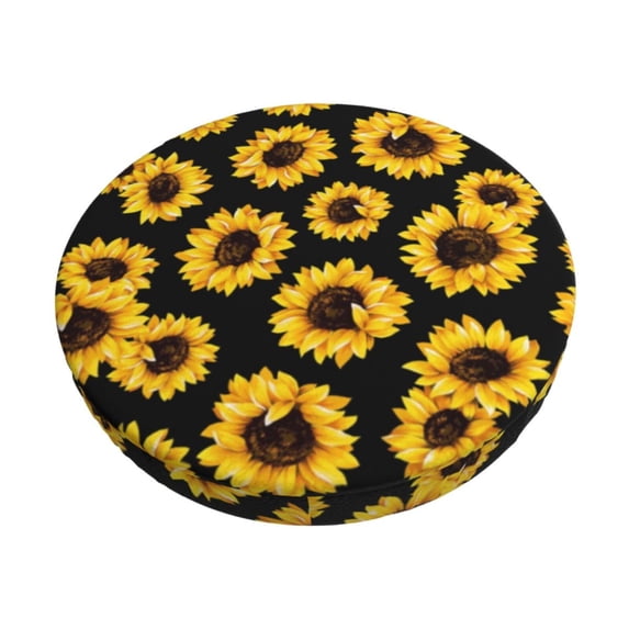 KLL Sunflower 6 Round Bar Chair Cushion Cover 12 inch ,Bar Stool Protector with Elastic, Soft Washable