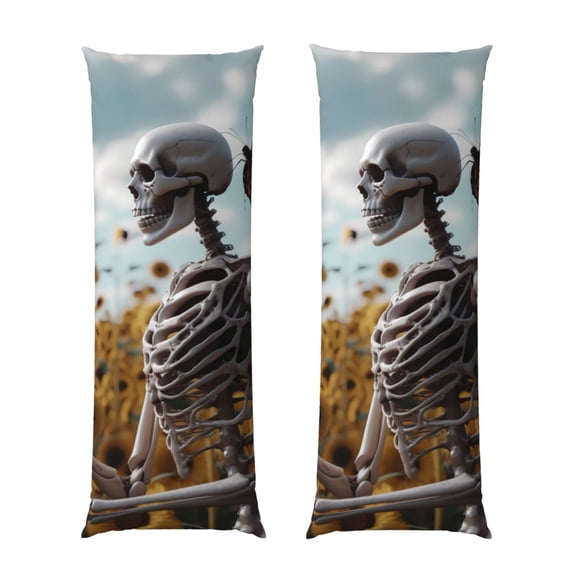 KLL Sunflower Butterfly Skull Pattern Long Body Pillow Cover,20x60 Body Pillow Cases,Soft Brushed Microfiber Invisible Zipper Design-Pillow core not included
