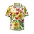 thumbnail image 1 of KLL Sunflower Cornflower Poppy Print Men's Shirt Short Sleeve Button Down Summer Cuba Beach Shirts- 3X-Large, 1 of 7
