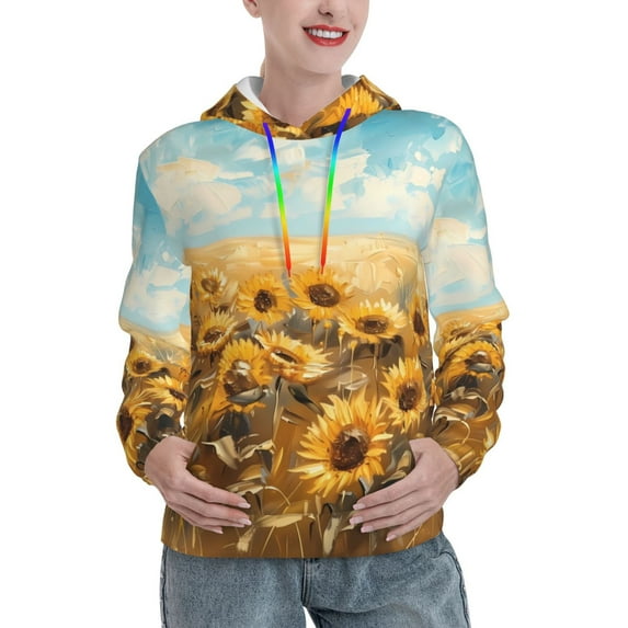 KLL Sunflower Field Bliss for Womens Pullover Hoodie with Pocket Hooded Long Sleeve Shirts Sweatshirt for Women-XX-Large