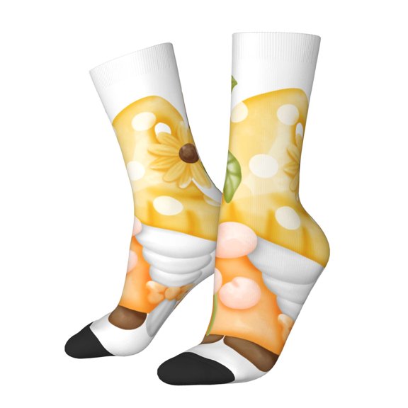 KLL Sunflower Gnomes 3 Print Cool Socks Men's Women's Crew Socks Funny Crazy Novelty Stockings