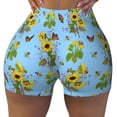 thumbnail image 1 of KLL Sunflowers And Bees Pattern Workout Shorts for Women Scrunch Short Gym Yoga Running Sport Active Exercise Fitness Shorts, 1 of 5