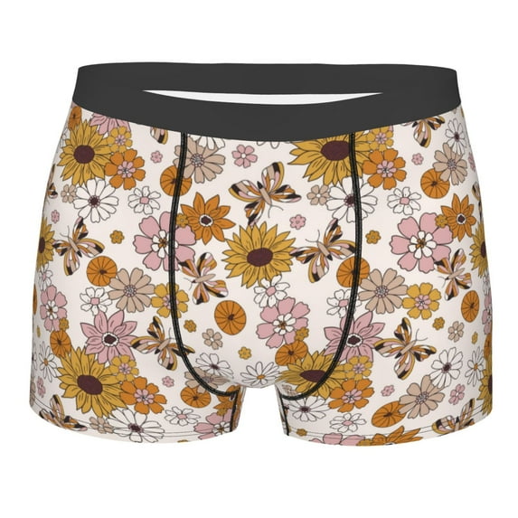 KLL Sunflowers And Butterflies Men's Cotton Boxer Briefs Underwear-Medium